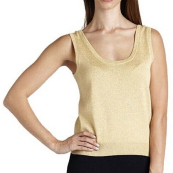 ST JOHN Basic Gold Thread Tank Top - Picture 1 of 8